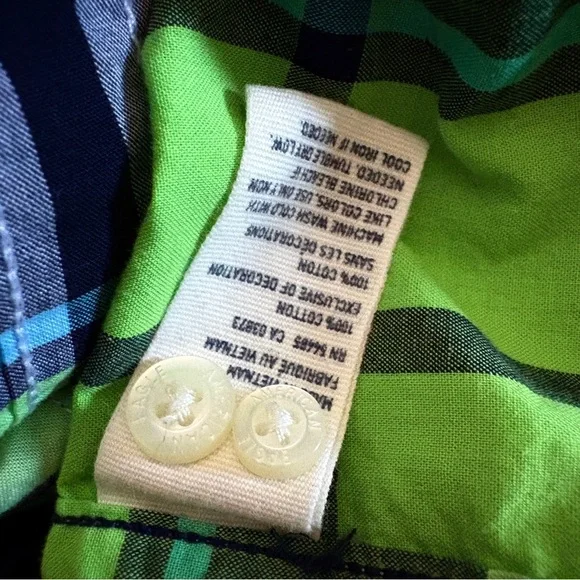 American Eagle Outfitters Prep Fit Green and Blue Plaid Men's Shirt​ - Picture 5 of 11